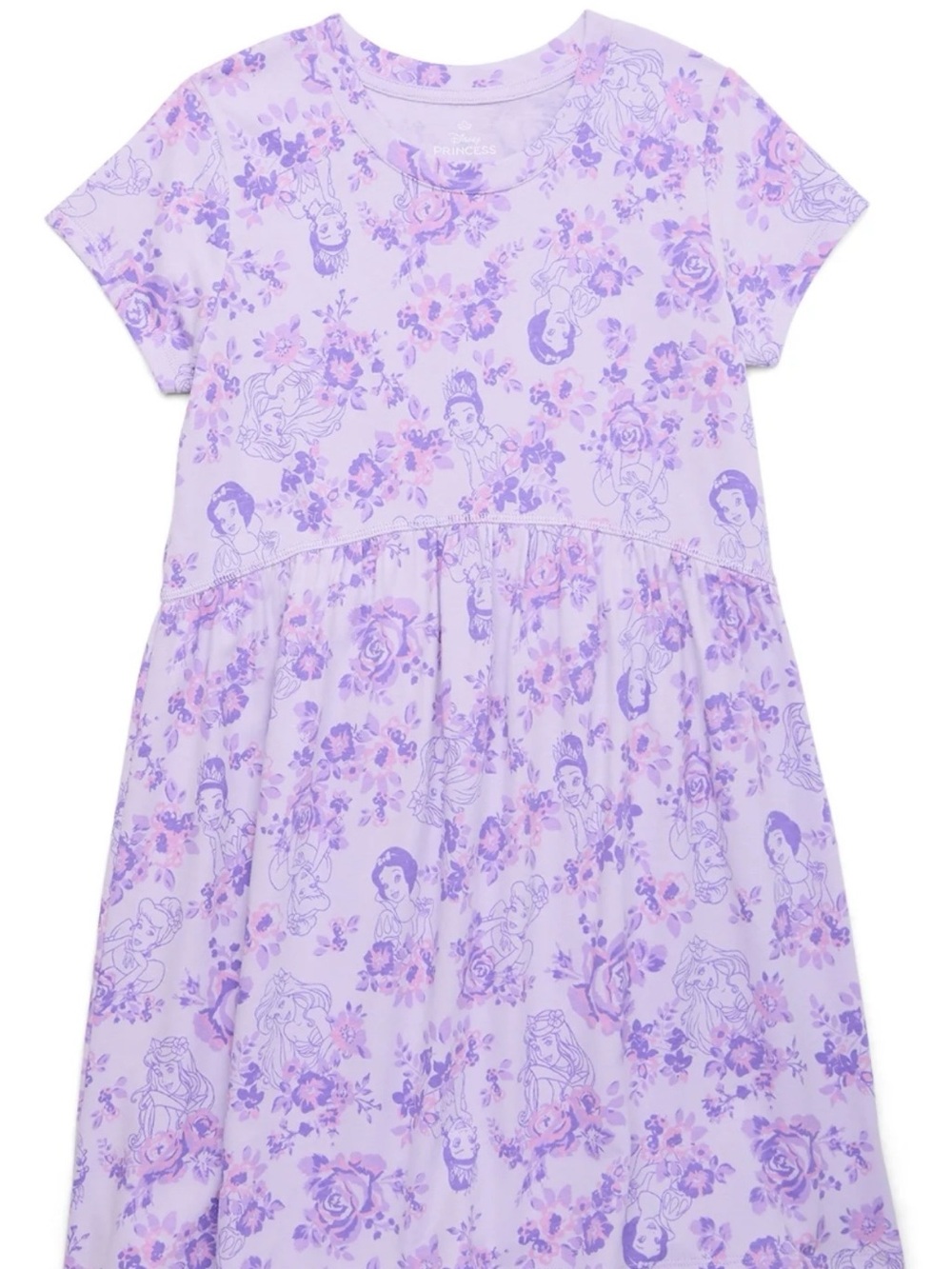 Floral Print Short Sleeve Dress in Lavender